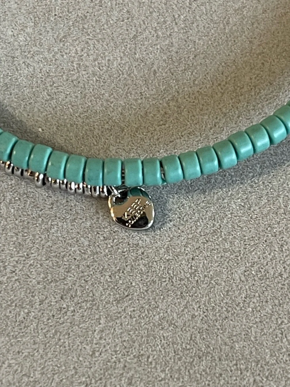 Turquoise Beaded Silver-Tone Charm Bangle Set - Daughter/Friendship